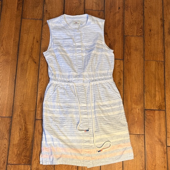 Vineyard Vines Dresses & Skirts - Vineyard Vines Sleeveless Striped Drawstring Dress in Light Blue and White